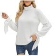 thumbnail image 1 of IROINNID Womens Sweater Turtleneck Pullover Sweater Solid Color Casual Mid-Length Long Sleeve Tops Blouse Knitted Sweater, 1 of 5