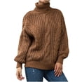 thumbnail image 1 of IROINNID Womens Sweater Turtleneck Pullover Sweater Solid Color Leisure Mid-Length Long Sleeve Knitted Sweater Tops, 1 of 9