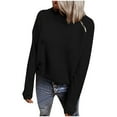 thumbnail image 1 of IROINNID Womens Sweater Turtleneck Pullover Sweater Solid Color Leisure Short Length Long Sleeve Zipper Sweater, 1 of 4