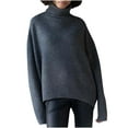 thumbnail image 1 of IROINNID Womens Sweater Turtleneck Pullover Sweater Solid Color Loose Mid-Length Long Sleeve Autumn and Winter Popular High Collar Knit Sweater, 1 of 6