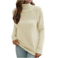 thumbnail image 1 of IROINNID Womens Sweater Turtleneck Pullover Sweater Solid Color Loose Mid-Length Long Sleeve Sweater Knitted Raglan Tops Blouse, 1 of 7