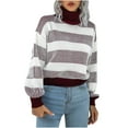 thumbnail image 1 of IROINNID Womens Sweater Turtleneck Pullover Sweater Stripes Loose Short Length Long Sleeve Autumn and Winter Design Sweater Top Sweater, 1 of 7