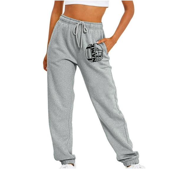 IROINNID Womens Sweatpants Casual Jogger Oversized Comfy Sports Solid Color Printed Long Pants,Gray