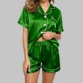 thumbnail image 1 of IROINNID Womens Two Piece Pajama Set Silk Sleepwear Short Sleeve Tops+ Shorts summer Homewear Clothes, 1 of 3