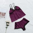 thumbnail image 1 of IROINNID Womens Two Piece Set Silk Sleepwear Lace V-neck Sleeveless and Shorts Homewear Clothes, 1 of 3