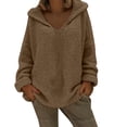thumbnail image 1 of IROINNID Womens V Neck Pullover Sweater Long Sleeve Hooded Casual Loose Tops Soft Comfortable Solid Color Everyday Wear Fashion Basic Elegant Trendy(Brown,M), 1 of 8