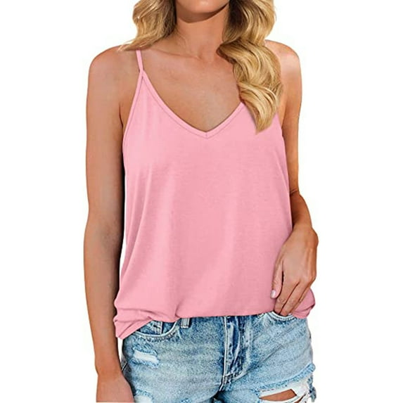 IROINNID Womens Versatile Casual Vest V-Neck Sleeveless Summer Solid Loose Blouse Tops Spring Saving
