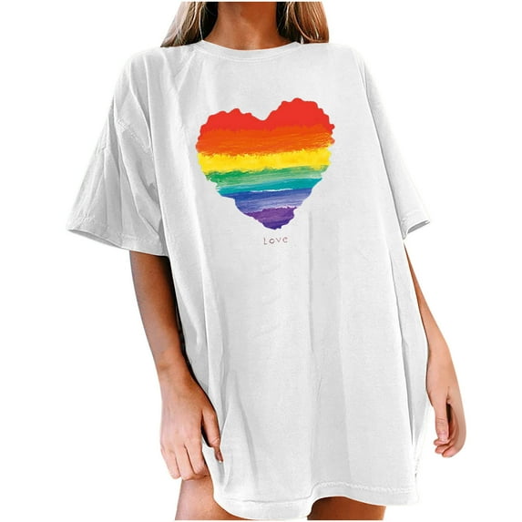 IROINNID Womens Vintage Tops Sun Rainbow Printed Pattern Comfy Casual Short Sleeve Tops Blouse Spring Saving