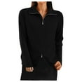 thumbnail image 1 of IROINNID Womens Winter Knit Sweater Cardigan Double Zipper Jacket Cozy Pullover Long Sleeve Top Casual Fashion Outerwear for Daily Wear(Black,S), 1 of 6
