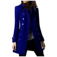 thumbnail image 1 of IROINNID Woolen Jacket for Women Fall Winter Long Sleeve Woolen Overcoat Solid Color Button Down Loose Coat,Blue, 1 of 6
