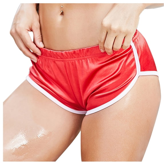 IROINNID Yoga Shorts for Women Basic Slip Bike Shorts Soft Workout Leggings Yoga Capri,Red