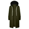 thumbnail image 1 of IROINNID Zip Up Jacket for Women Solid Color Winter Casual Zip Up Long Sleeve Hooded Outerwear with Pocket,Olive Green, 1 of 4