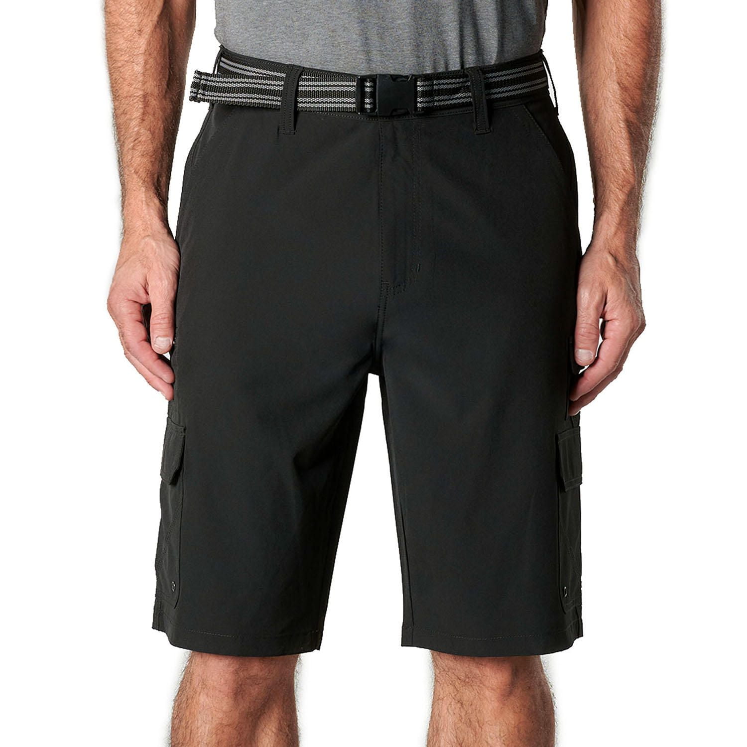 iron clothing belted stretch microfiber cargo short