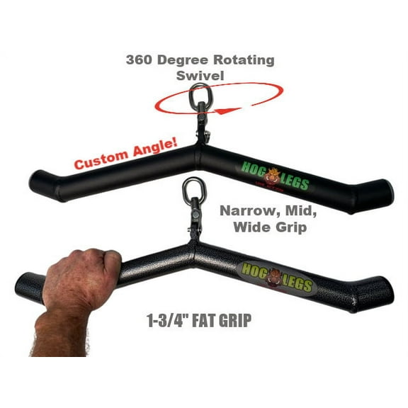 IRON COMPANY LPG Muscle Hog Legs Ham Bone 1-3/4 In. 30 Degree Fat Triceps Bar Cable Exercise Machine Attachment