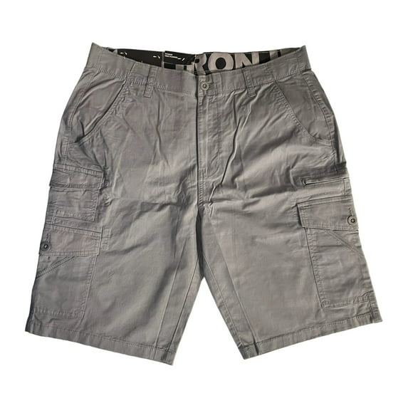 IRON Clothing Flex Comfort Waistband Stretch Twill Multi Pocket Cargo Short (Grey Flannel, 38)