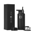 thumbnail image 1 of IRON °FLASK Camping & Hiking Hydration Flask, Wide Mouth, 3 Straw Lids, Stainless Steel Outdoor Water Bottle, Double Walled, Insulated Thermos, Metal Canteen - Black, 32 Oz, 1 of 8
