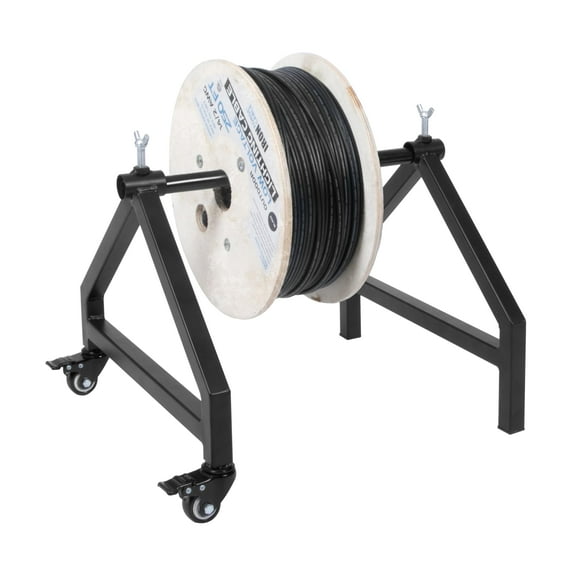 IRON FORGE CABLE Wire Spool Rack, Cable Caddy Spool Holder - Heavy Duty Welded Steel Frame Caddy Rack with Locking Swivel Casters, Reel for Cables, Wire Reel or Dispenser
