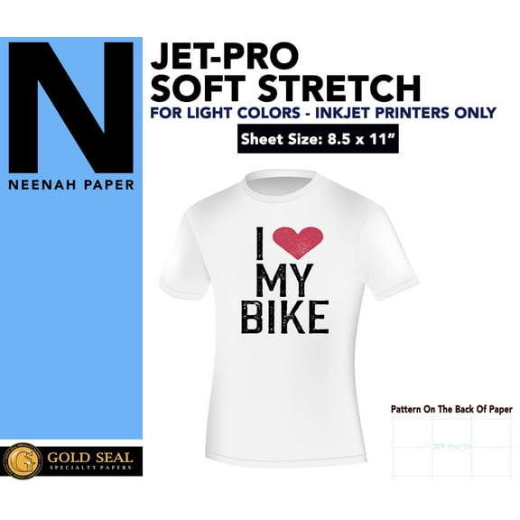 IRON ON T-SHIRT HEAT TRANSFER PAPER JET-PRO SS JETPRO SOFSTRETCH 8.5 X 11" CUSTOM PACK 100 SHEETS