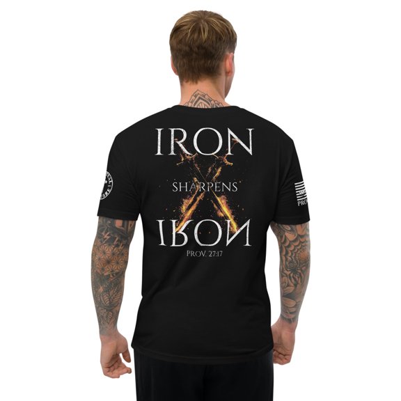 IRON SHARPENS IRON FittedT-shirt (Black, M)
