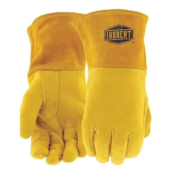 Ironcat Welding Gloves, Gauntlet Cuff, Straight Thumb, A Cowhide, M, 1 PR 6030/M