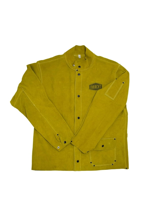 IRONCAT 7005 Heat Resistant Split Cowhide Leather Jacket - XXX-Large, Kevlar Thread Stitched Welding Jacket in Golden Yellow. Welding Gears