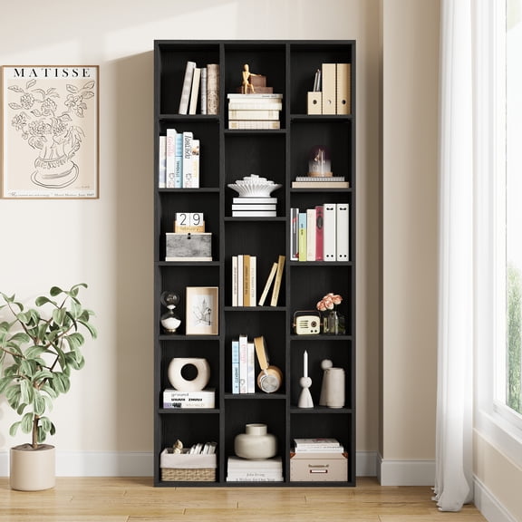 IRONCK 71" Tall Bookcase, 31.5" Wide Bookshelf, Cube Storage Organizer with Adjustable Shelf for Home Office, Black