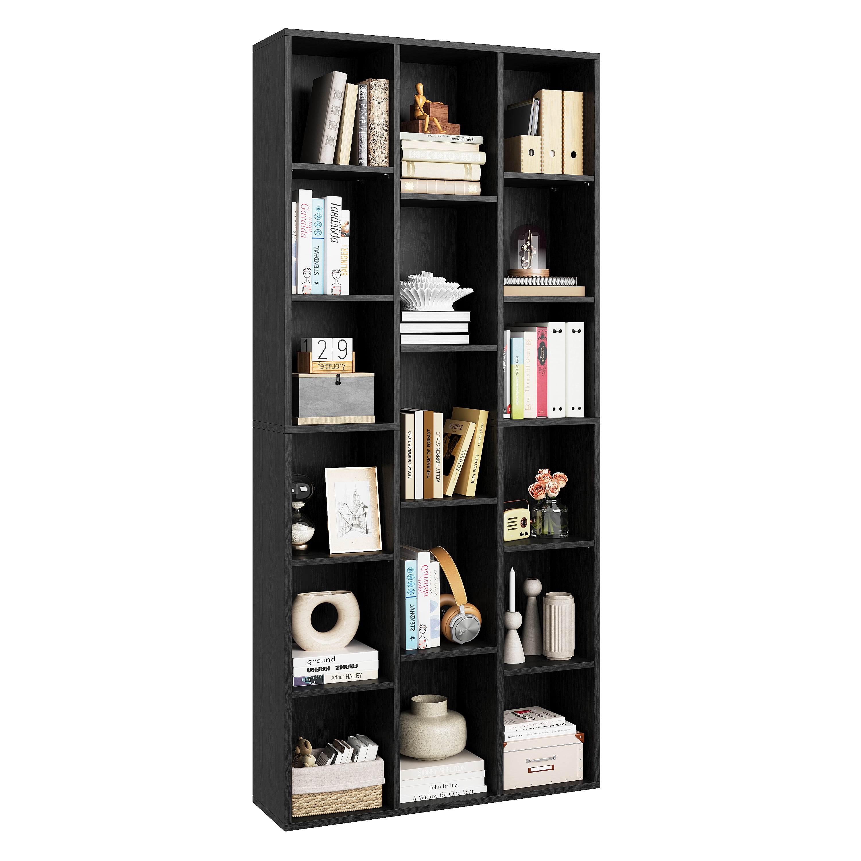 IRONCK 71" Tall Bookcase, 31.5" Wide Bookshelf, Cube Storage Organizer with Adjustable Shelf for Home Office, Black