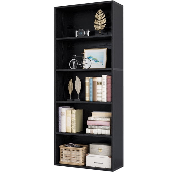 IRONCK 5 Shelf Bookcase, Free Standing Display Storage Bookshelf for Home Office, Black