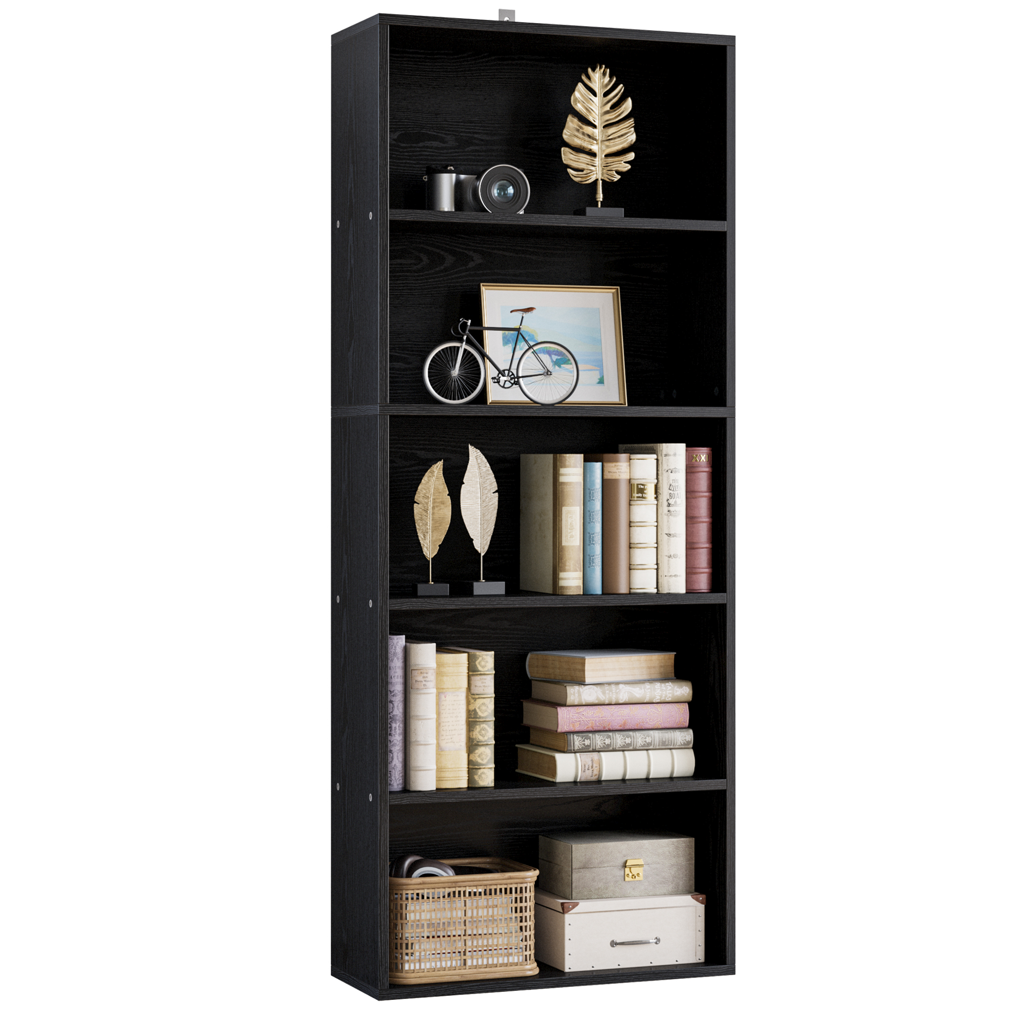 Sauder Select 5Shelf Bookcase, Estate Black Finish