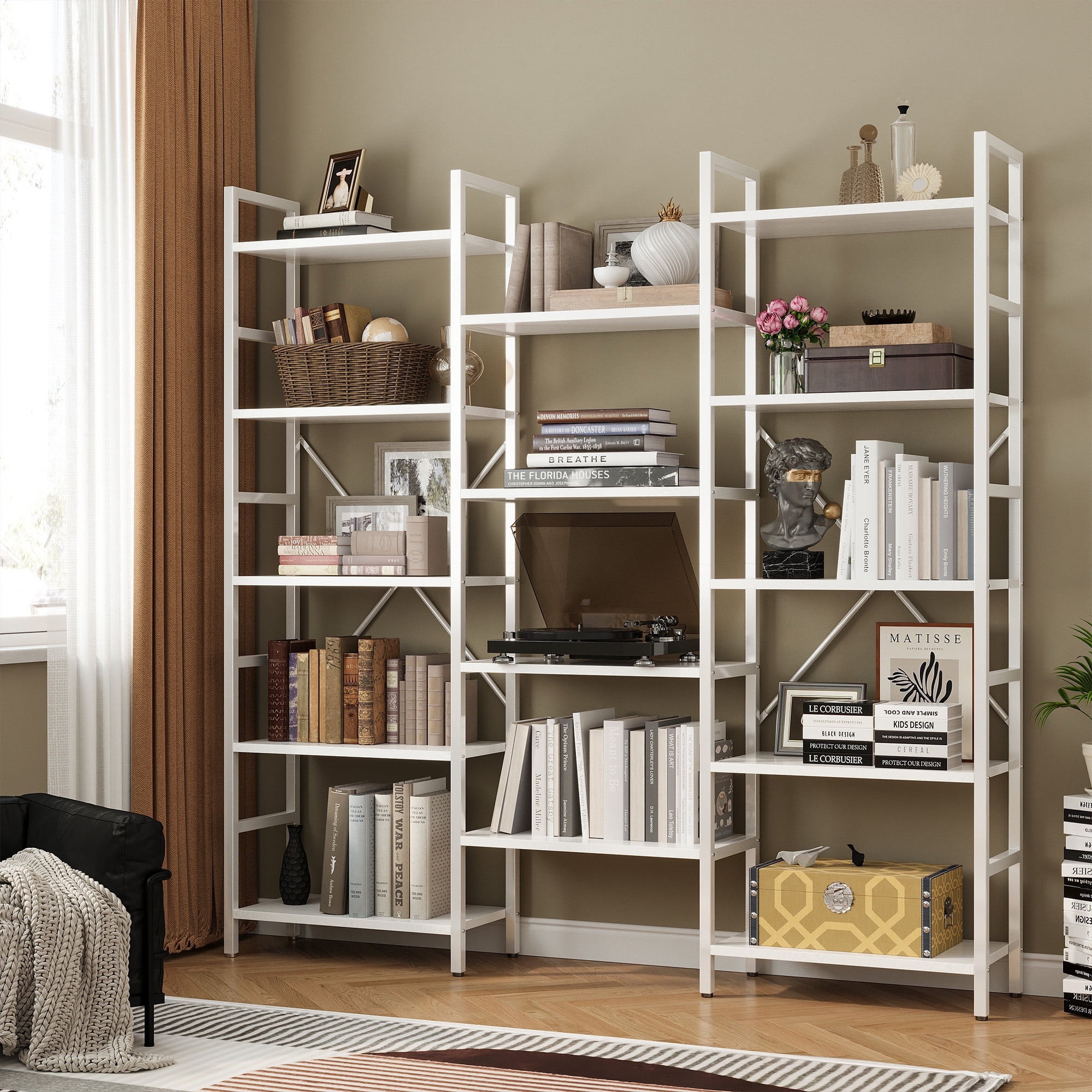 Corner Shelving Unit IRONCK 5-Tier Industrial Bookcase, Extra
