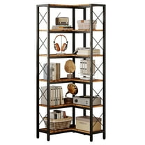 IRONCK 6-Tier Corner Shelf, Industrial Display Bookshelf, Freestanding Bookcase for Living Room Home Office, 23.6"W