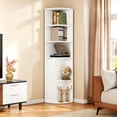 thumbnail image 1 of IRONCK 71" Tall Corner Bookshelf, 3 Tier Open Shelf with Storage Cabinet for Home Office, White, 1 of 9