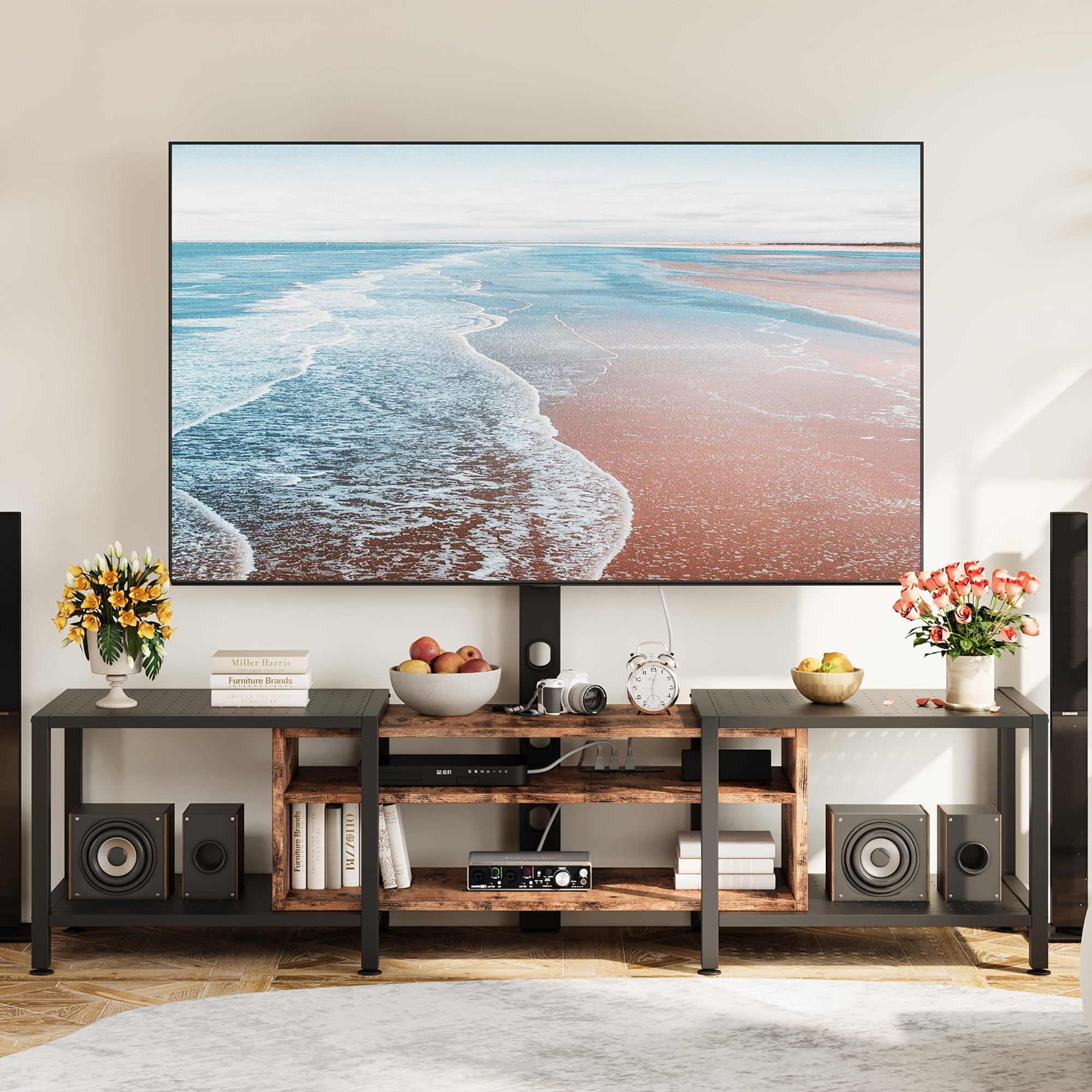 IRONCK 79 Inch TV Stand for TVs up to 85 Inch with Mount and Power