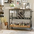 IRONCK Industrial Wood Home Bar Cart, Wine Rack & Glasses Holder