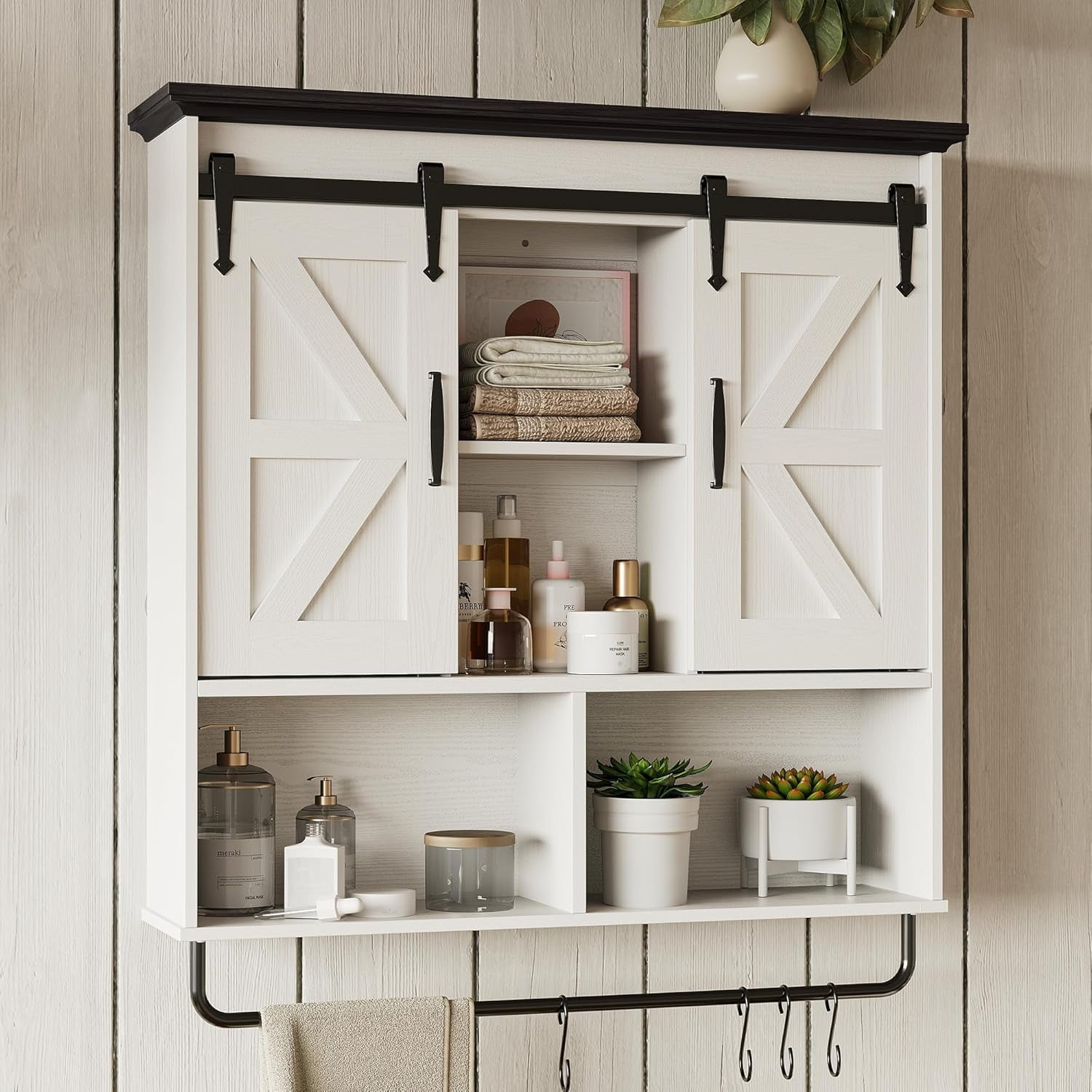 IRONCK Bathroom Wall Cabinet, Farmhouse Medicine Cabinet with Sliding ...
