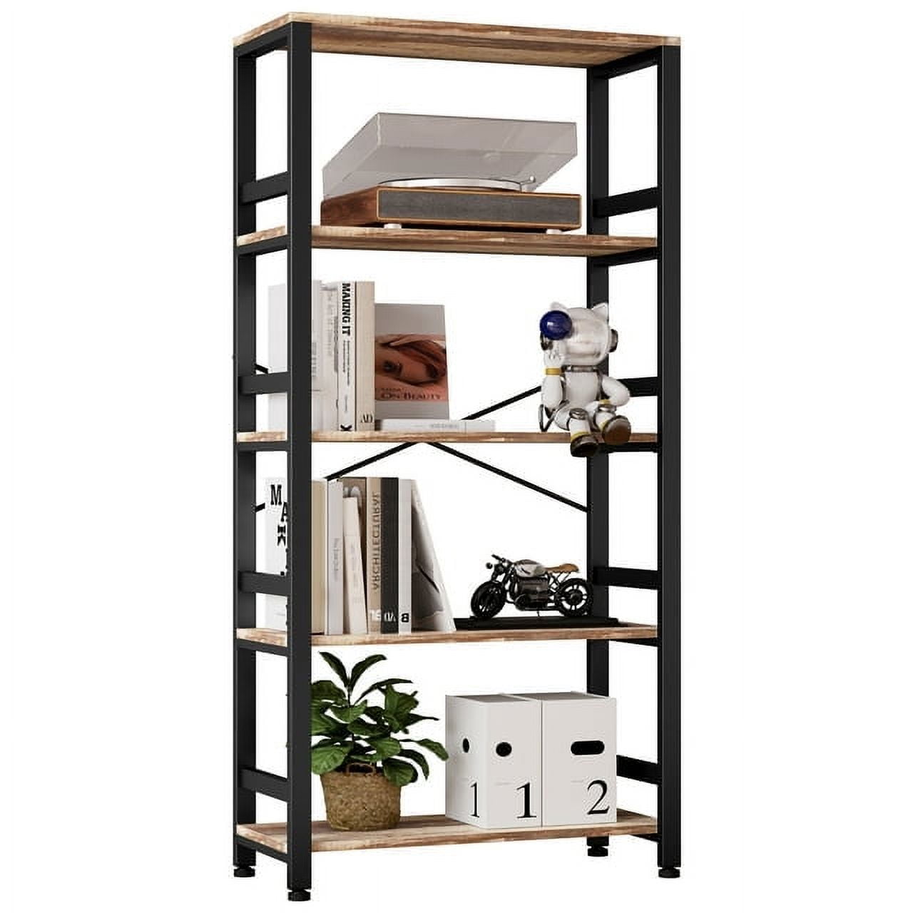 IRONCK Bookshelf and Bookcases, 31.5in Wide Shelf 5Tier Ladder Shelf