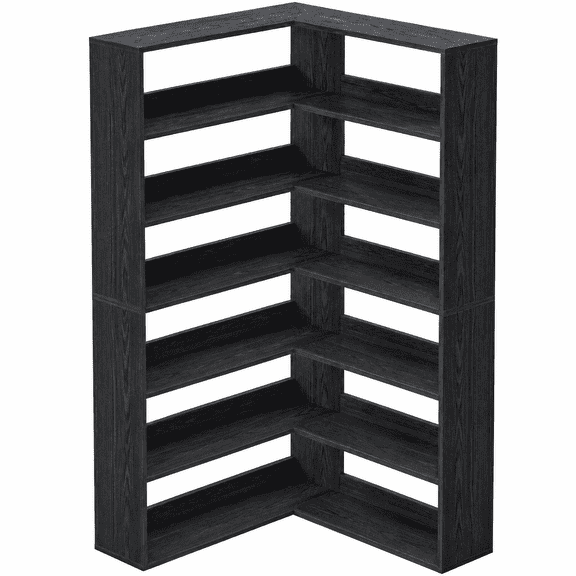 IRONCK Corner Bookshelf, 6-Tier L-Shaped Bookcase with Open Shelves, for Bedroom & Living Room