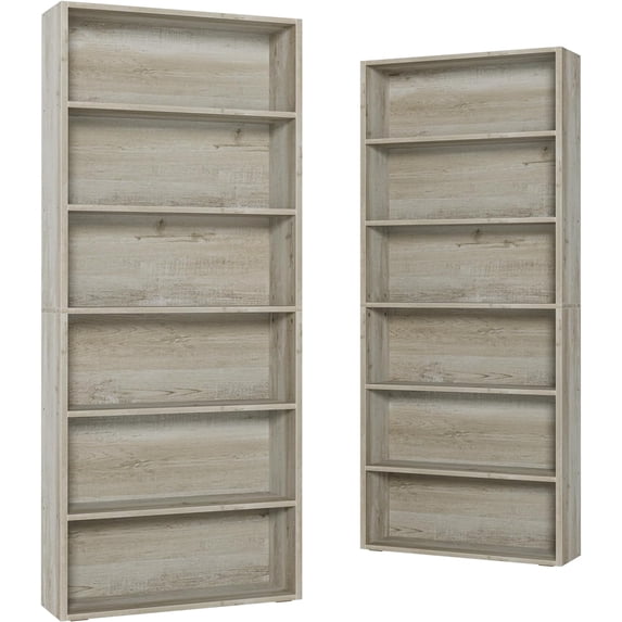 IRONCK Bookshelves and Bookcases Set of 2 Floor Standing 6 Tiers Display Storage Shelves 70 in Tall Bookcase Home Decor Furniture for Home Office, Living Room, Bed Room