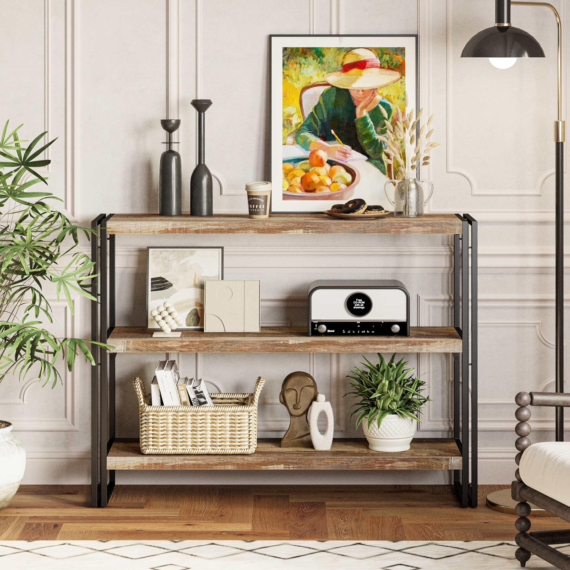 Mainstays 3Shelf Bookcase with Adjustable Shelves, True Black Oak