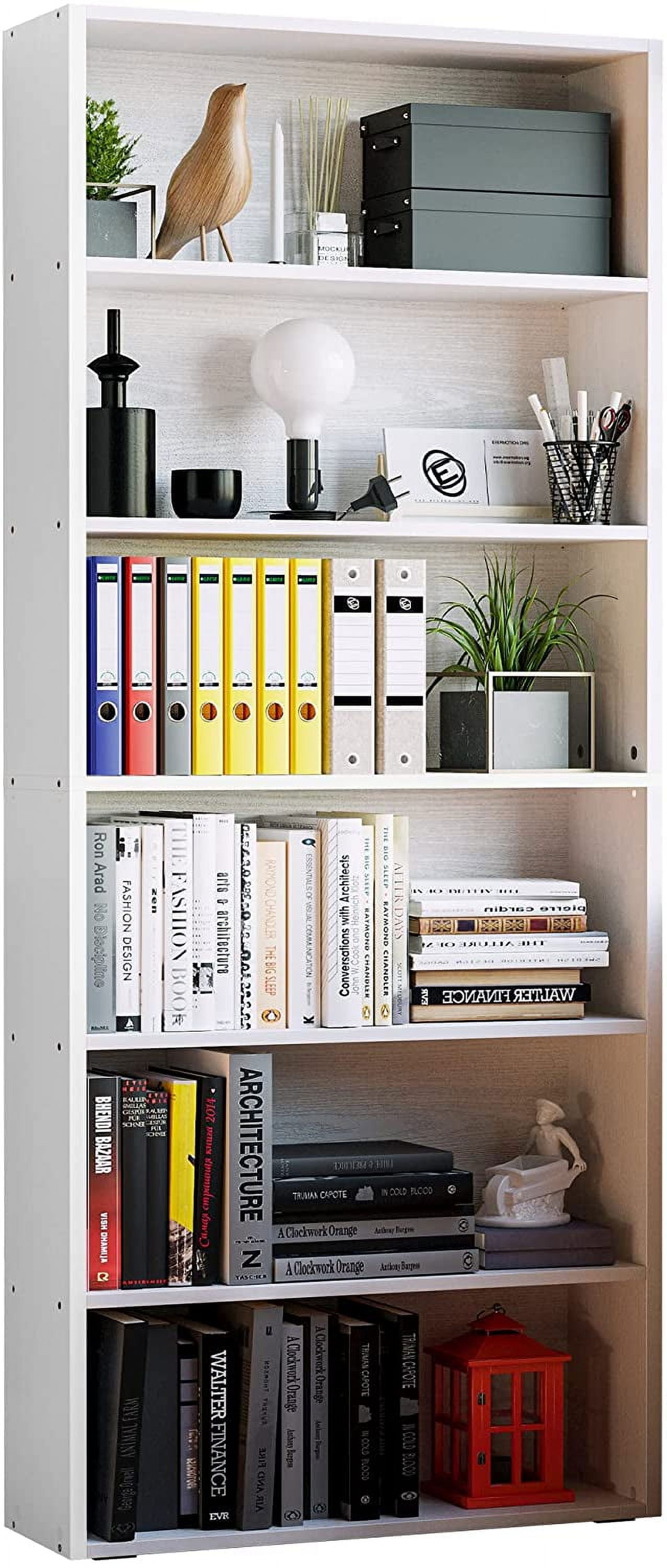 Industrial White 70.8" Freestanding 6-Tier Engineered Wood Bookcase