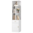 thumbnail image 1 of IRONCK 72.8" Tall Corner Bookcase with Drawer and Adjustable Shelves, Narrow Bookshelf with Door Cabinet, 1 of 7