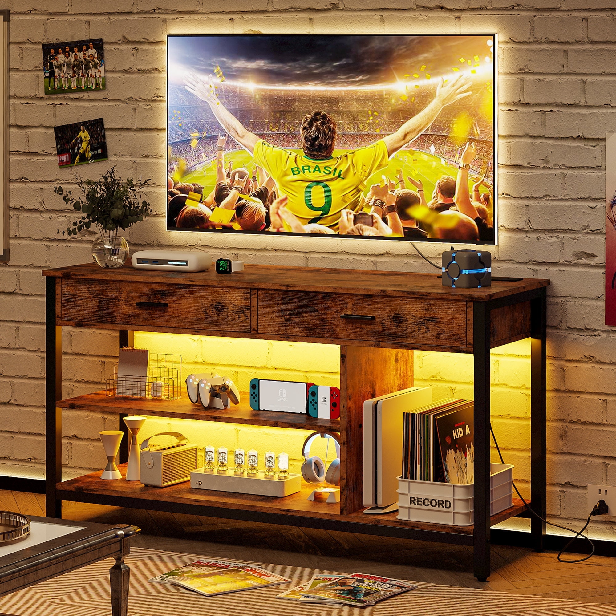 Brown 55 2024 inch tv stand