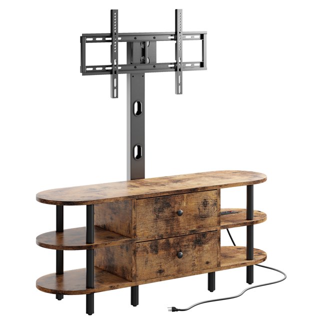 "IRONCK Industrial TV Stand with Swivel Mount, Power Outlet, and