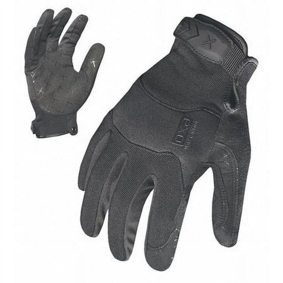 Mechanics Gloves, Synthetic Leather Palm, M, Black