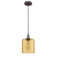 thumbnail image 1 of IRONCLAD Industrial-style 1 Light Rubbed Bronze Amber Glass Ceiling Mini Pendant, 1 of 2