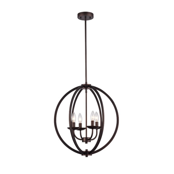 IRONCLAD Industrial-style 18" Wide 4 Light Rubbed Bronze Ceiling Pendant