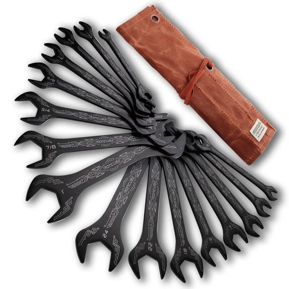 IRONCUBE 16-Piece SAE & Metric Super Thin Wrench Set For Bike, Stainless Steel - Rust Resistant - For Tight Spaces.