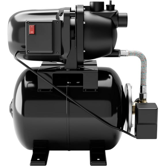 IRONMAX 1.6HP Shallow Well Pump, Stainless Steel Automatic 1000GPH Water Booster Jet Pump, 5 Gallons Pressure Tank, Automatic Pressure Switch, Well Depth Up to 26ft, for Home, Garden, Lawn (Black)