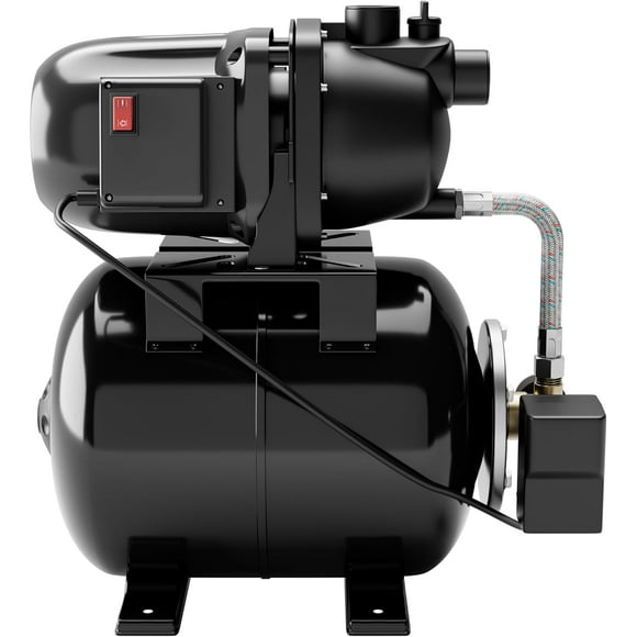 IRONMAX 1.6HP Shallow Well Pump, Stainless Steel Automatic 1000GPH Water Booster Jet Pump, 5 Gallons Pressure Tank, Automatic Pressure Switch, Well Depth Up to 26ft, for Home, Garden, Lawn (Black)