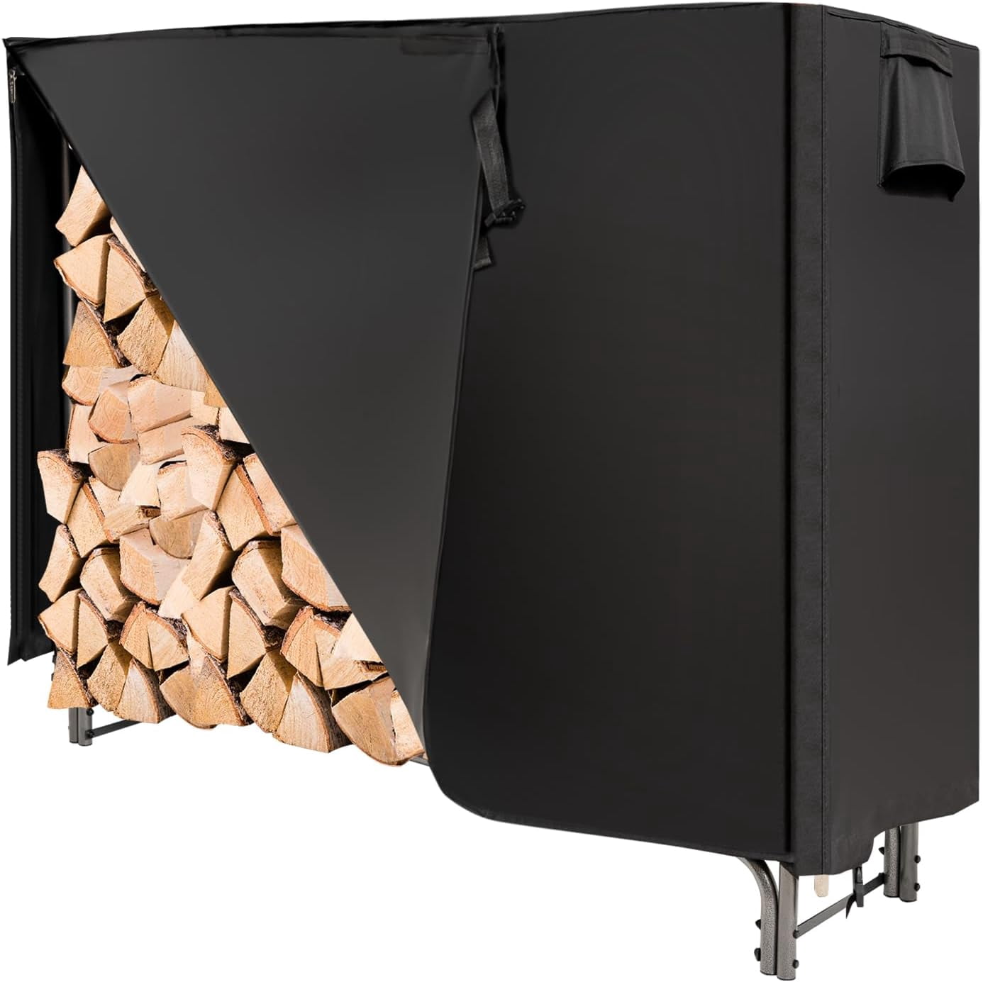 IRONMAX 4ft Firewood Rack with Cover, Outdoor/Indoor Waterproof Heavy ...